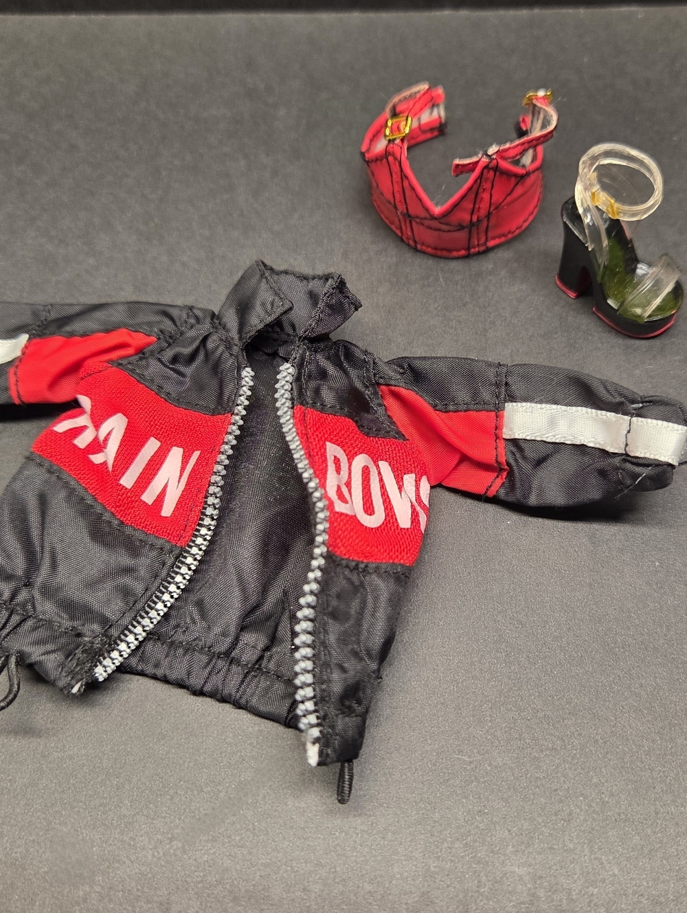 Rainbow High Doll Ruby Anderson Series 1 Black Jacket Red Vinyl Top & ONE Shoe